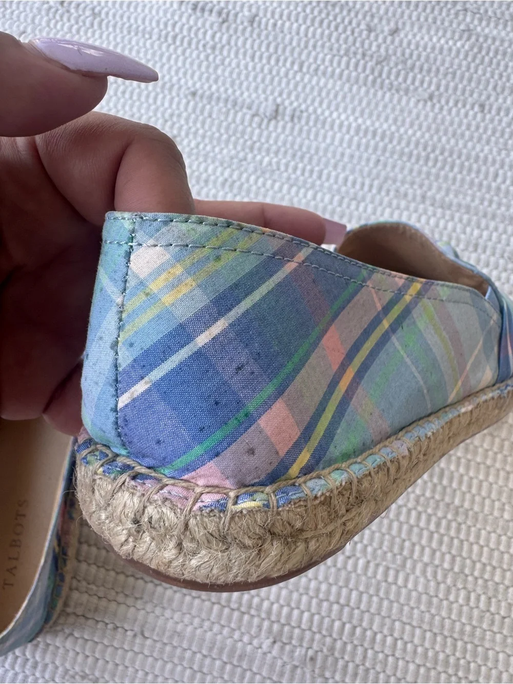 Talbots Pastel Plaid Espadrille Loafers in Blue, Pink, Yellow